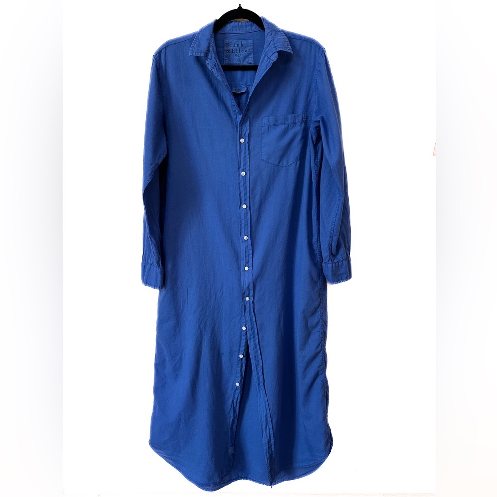 Frank & Eileen Cobalt Blue Button-Front Maxi Shirt Dress - Picture 3 of 8